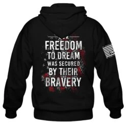 Freedom To Dream - Hoodie(Freedom To Dream Hoodie) -Til Valhalla Project Official Freedom To Dream Hoodie Mens Back Mock Black