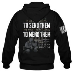 We Must Mend Them - Hoodie(We Must Mend Them Hoodie) -Til Valhalla Project Official We Must Mend Them Black Hoodie Mens Back Mock