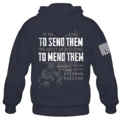 We Must Mend Them - Hoodie(We Must Mend Them Hoodie) -Til Valhalla Project Official We Must Mend Them Navy Hoodie Mens Back Mock
