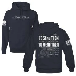 We Must Mend Them - Hoodie(We Must Mend Them Hoodie) -Til Valhalla Project Official We Must Mend Them Navy Hoodie Mens Final Mock